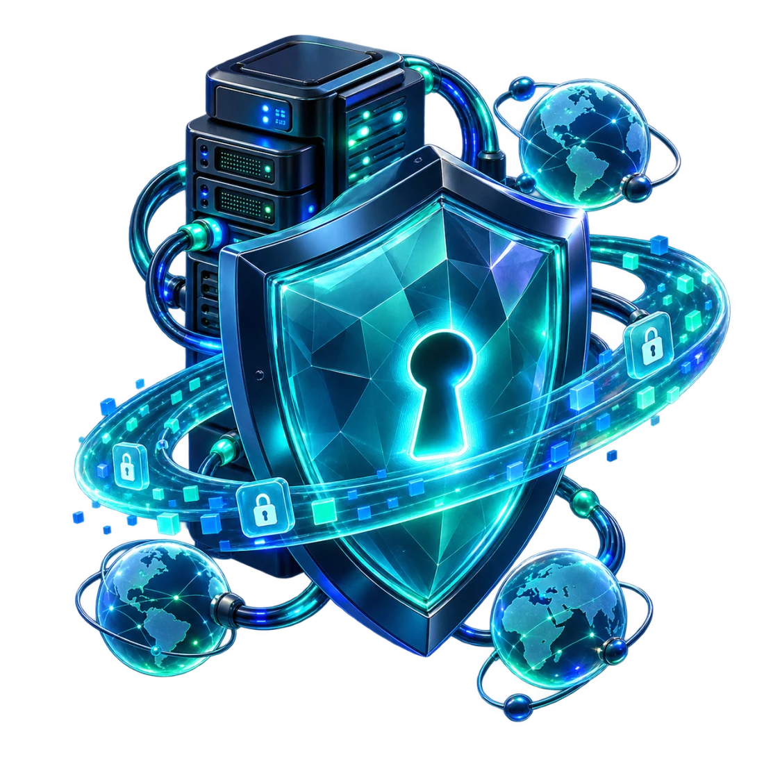 Encrypted global network protected by a shield